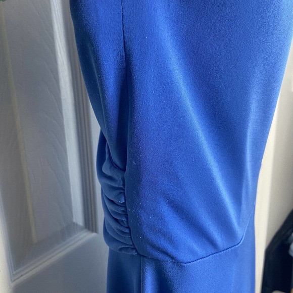 Alyx Limited Women's Medium A-Line Jersey Stretch Knit Dress Blue Surplice Flowy - Picture 6 of 12